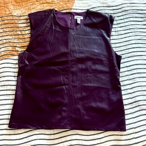 Calvin Klein Plum Faux Leather Sleeveless Top, Size L